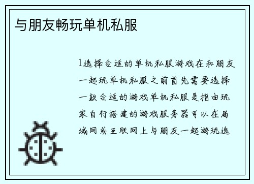 与朋友畅玩单机私服